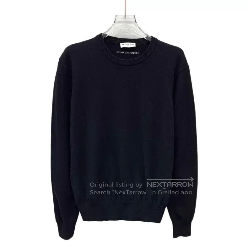 Balenciaga Balenciaga Black Logo Letter Round Neck Wool Knitwear Size XS / US 0-2 / IT 36-38 - 1 Thumbnail