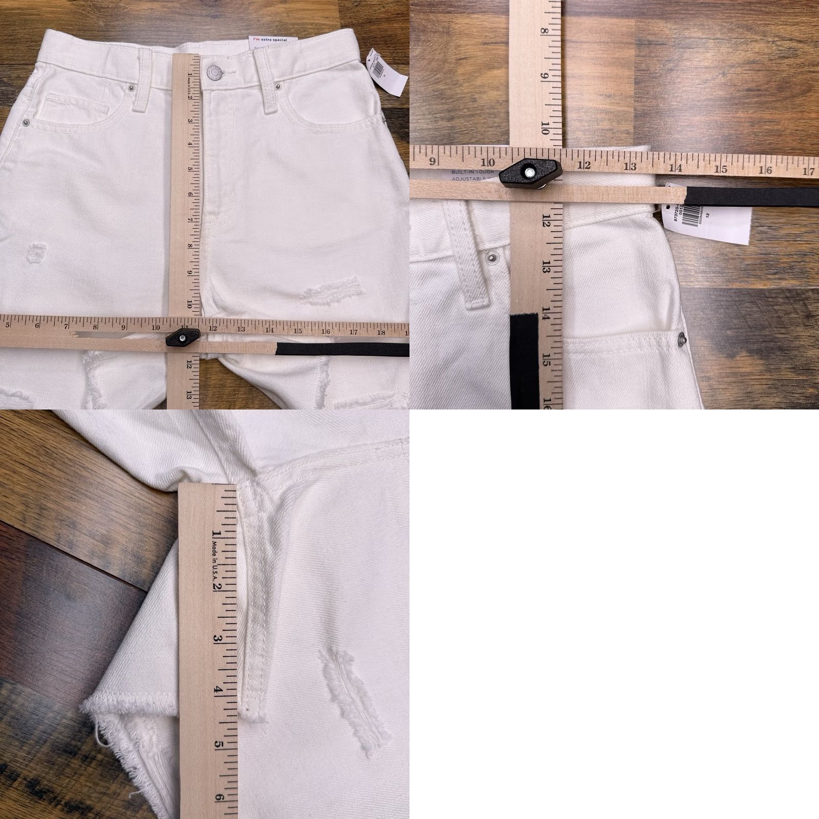 Old Navy Old Navy White Denim Short Shorts Womens 12 High Rise Cut-Off 5-Pocket Distressed Casual Summer 12 Womens Size 34" / US 12 / IT 48 - 8 Thumbnail