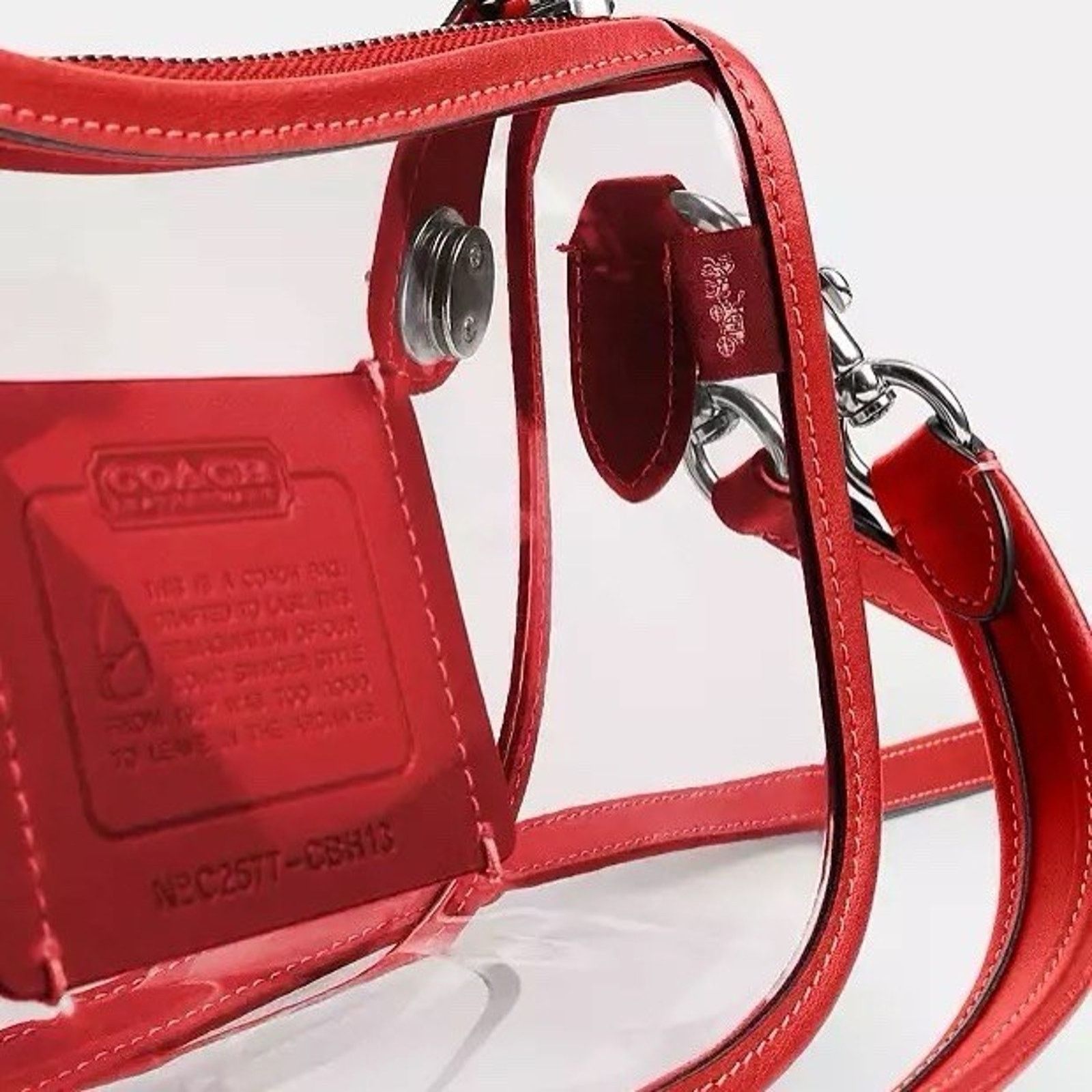 Coach NWT Coach Stadium Swinger Bag Clear Dust Bag CBH13 Red Size ONE SIZE - 10 Thumbnail