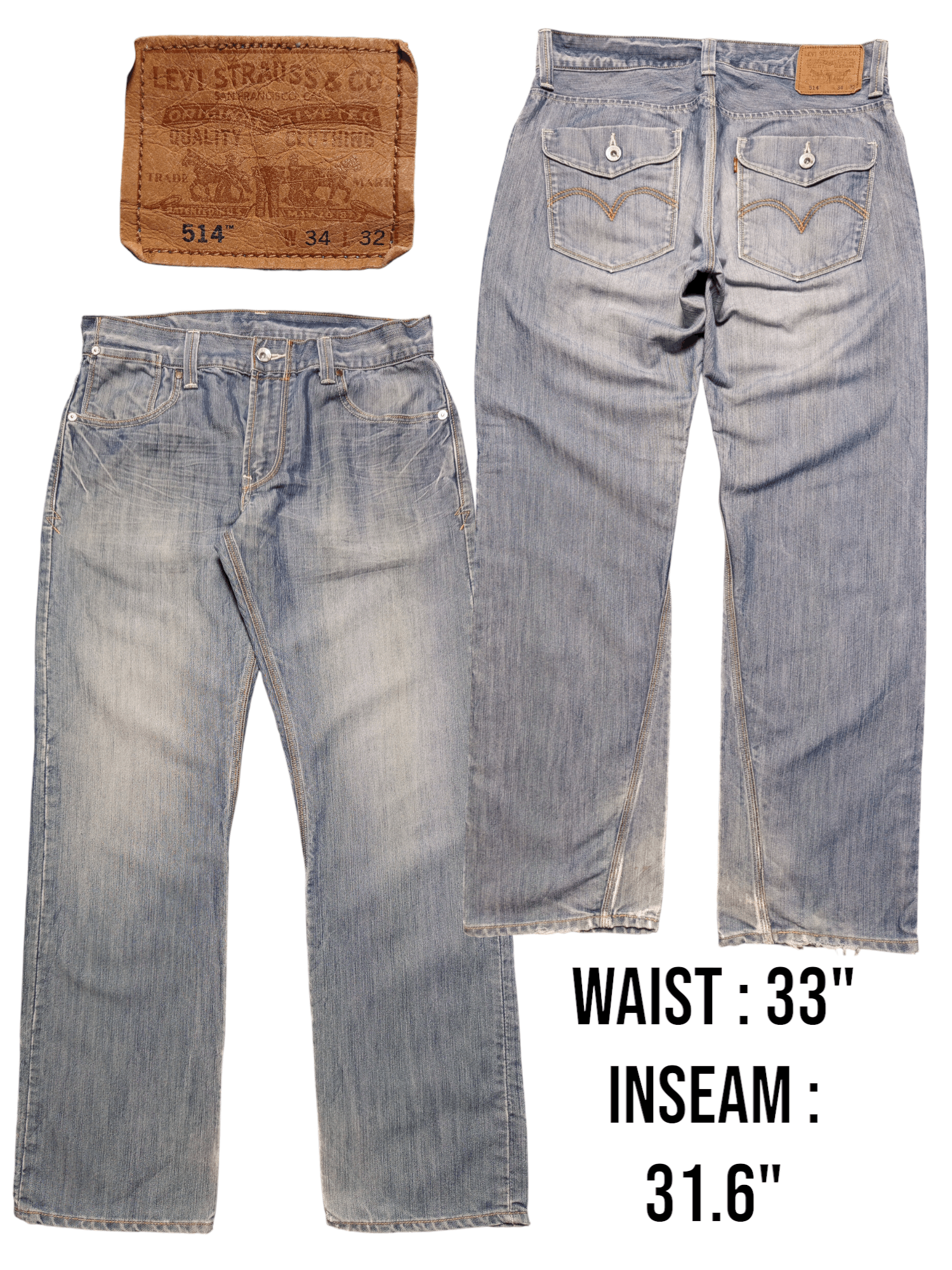 If Six Was Nine Levis 514 Vintage Mens Denim Pants Jeans Size US 33 - 1 Thumbnail