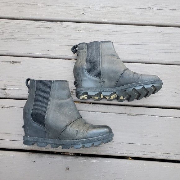 SOREL Sorel Joan Of Arctic Wedge II Distressed Black Leather Boot Size US 8 / IT 38 - 4 Thumbnail