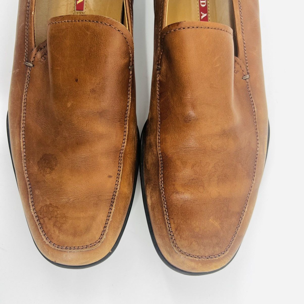 Prada Prada Men’s Brown Leather Loafers Shoes 7.5 Y2K Rubber Sole Size US 7.5 / EU 40-41 - 11 Thumbnail