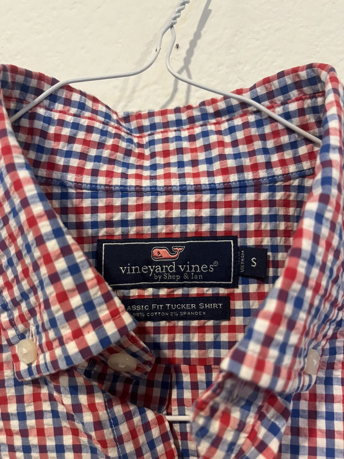 Vineyard Vines Vineyard Vines Men’s Small Blue White Check Classic Fit Size US S / EU 44-46 / 1 - 2 Thumbnail