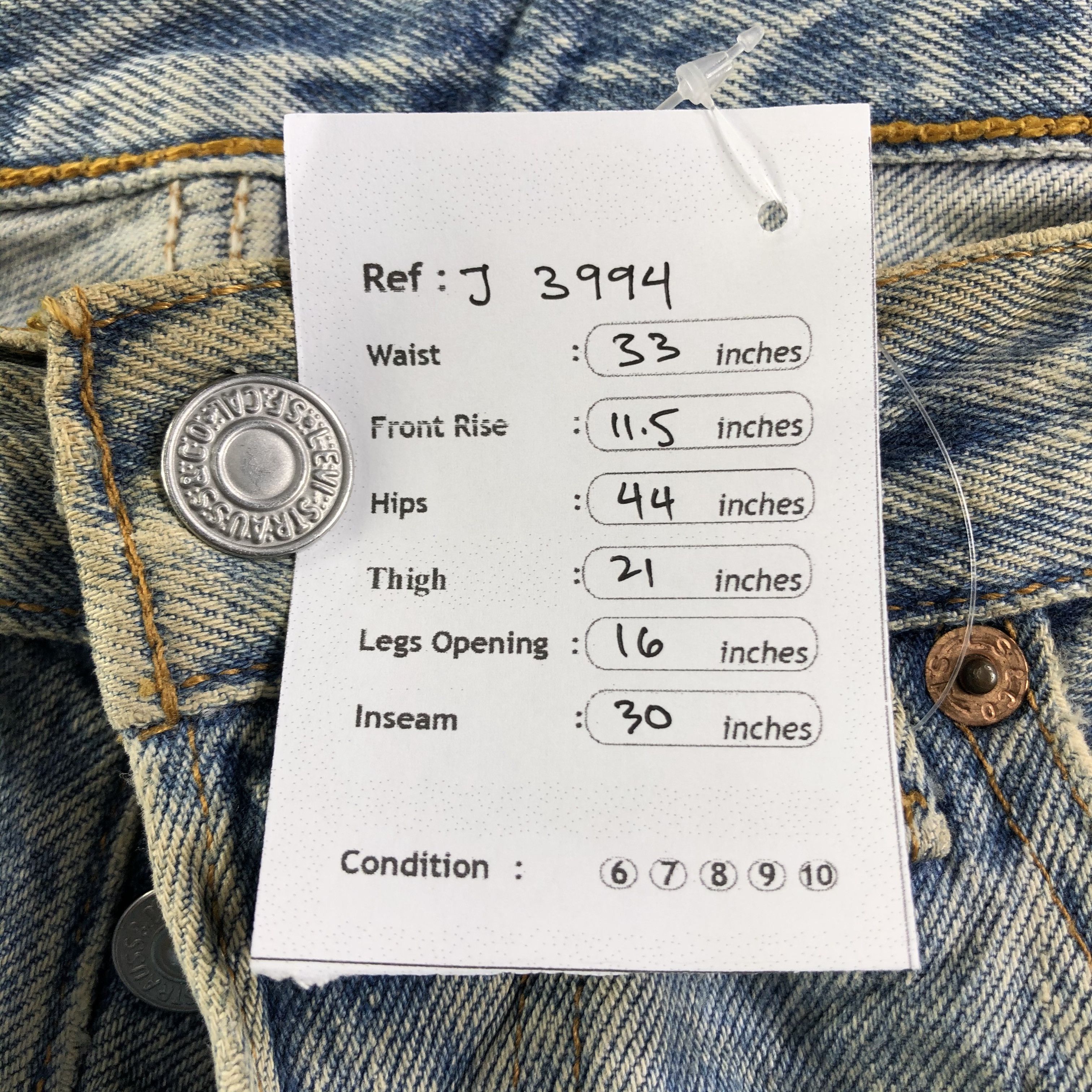 Levi's Vintage Light Wash Levis 501 Jeans-J3994 Size US 33 - 11 Thumbnail