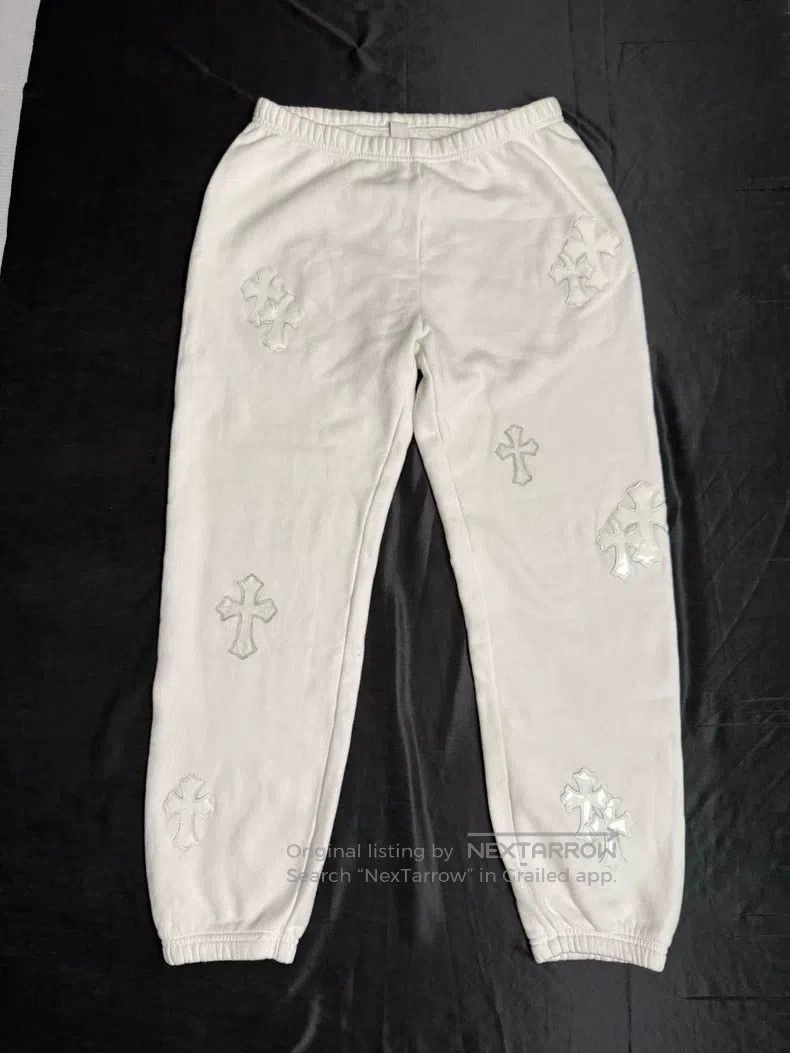 Chrome Hearts CHROME HEARTS Size M White cross leather sweatpants Size US 31 - 1 Thumbnail