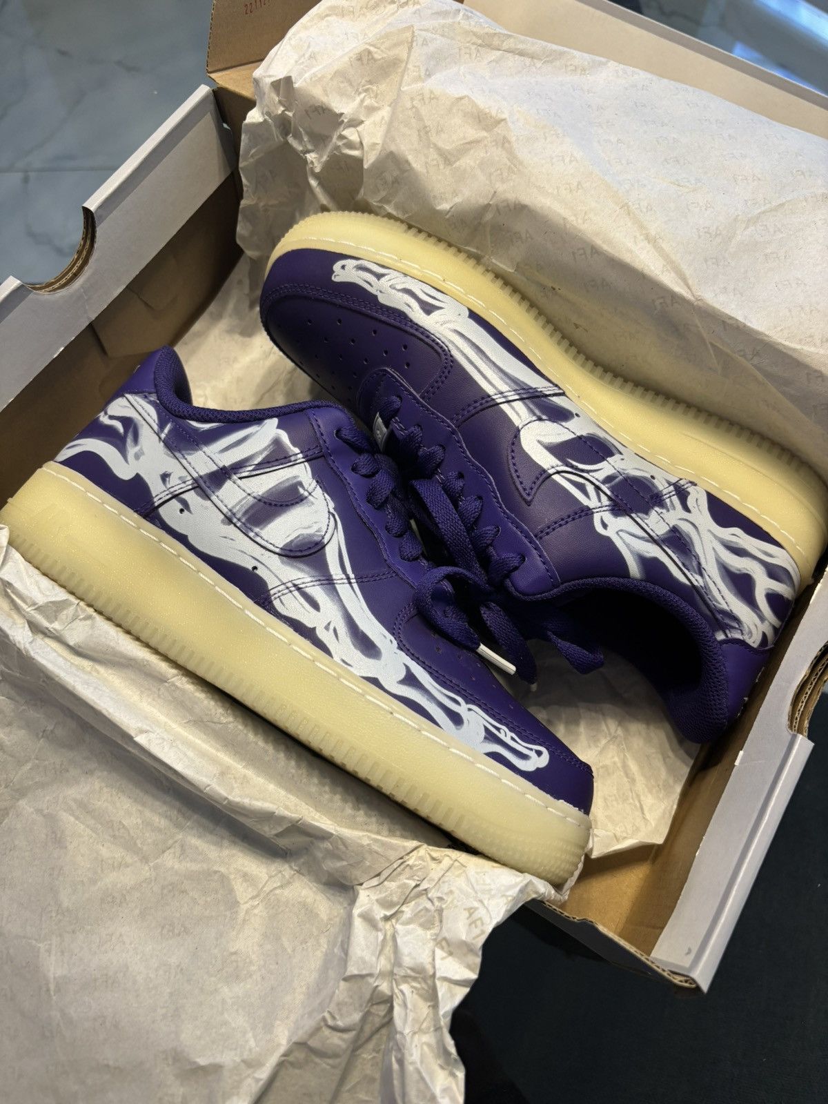 Nike Nike Air Force 1 Low '07 QS Purple Skeleton Halloween (2021) Size US 6.5 / EU 39-40 - 6 Thumbnail