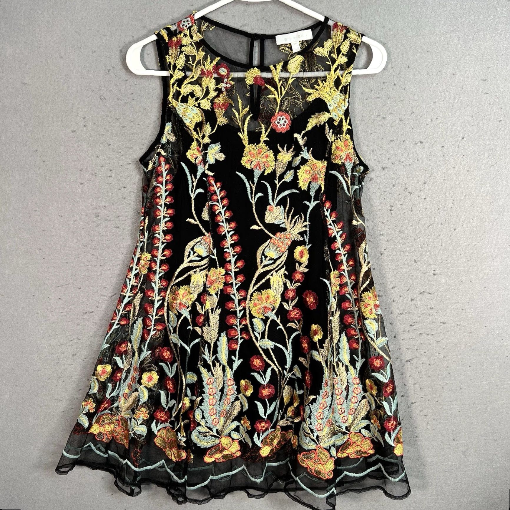anthropologie black embroidered dress Anthropologie Black Embroidered Racerback Dress By Akemi + Kin- Size S –  The Saved Collection main image 1