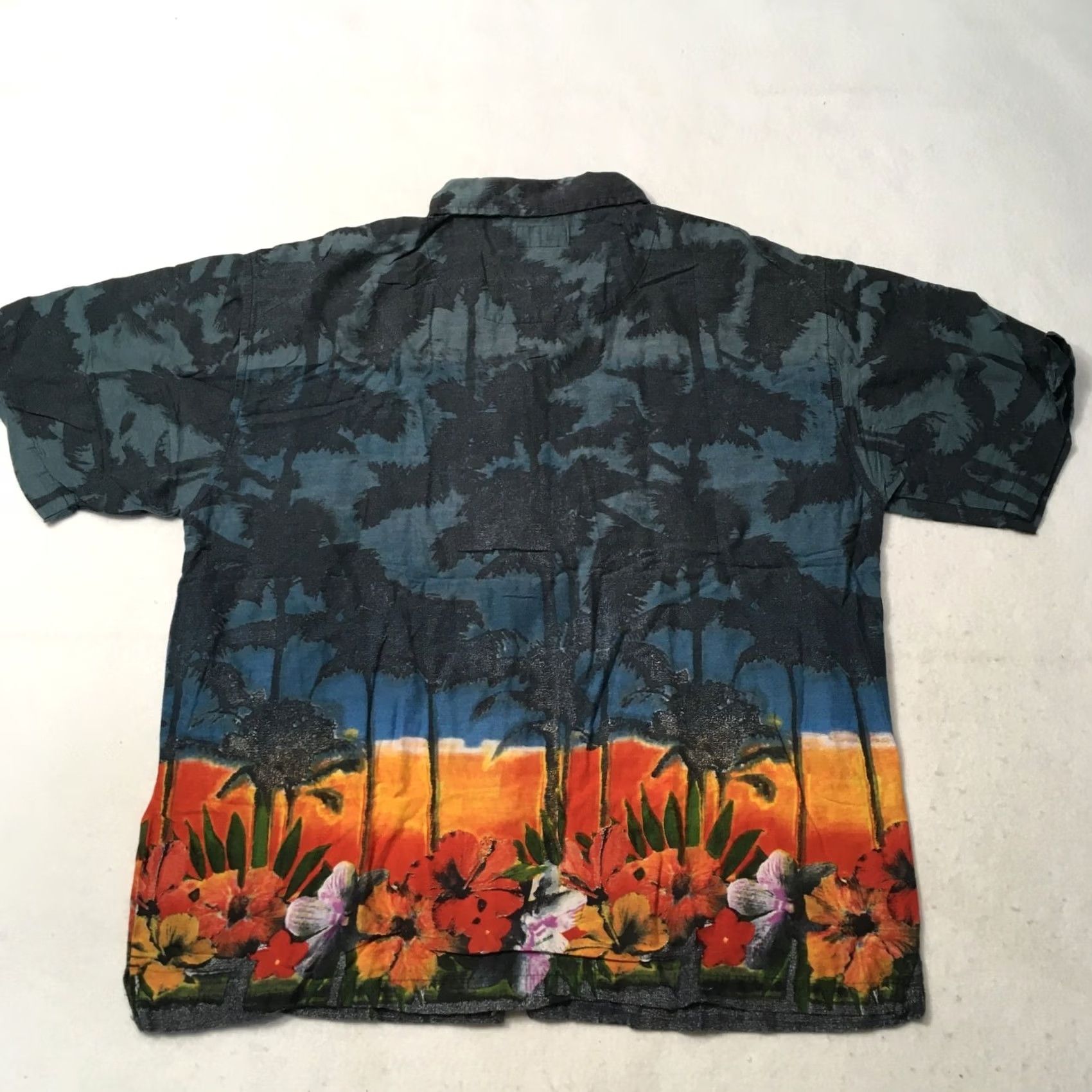 Vintage Arizona Jean Co Hawaiian Shirt Men LARGE Floral PALMS Button Collar Sz Size US L / EU 52-54 / 3 - 6 Thumbnail