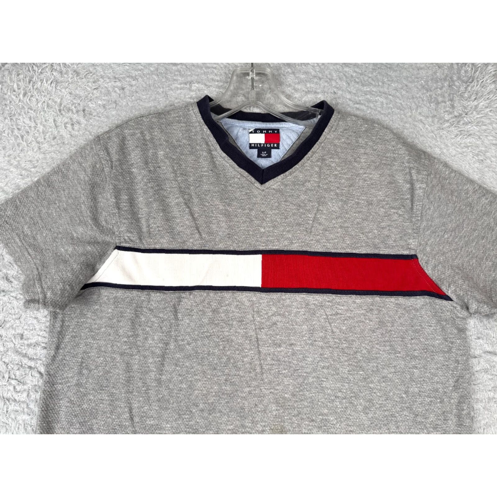 Tommy Hilfiger Tommy Hilfiger Shirt Adult Small Gray Short Sleeve V-Neck 100% Cotton READ Size US S / EU 44-46 / 1 - 4 Thumbnail