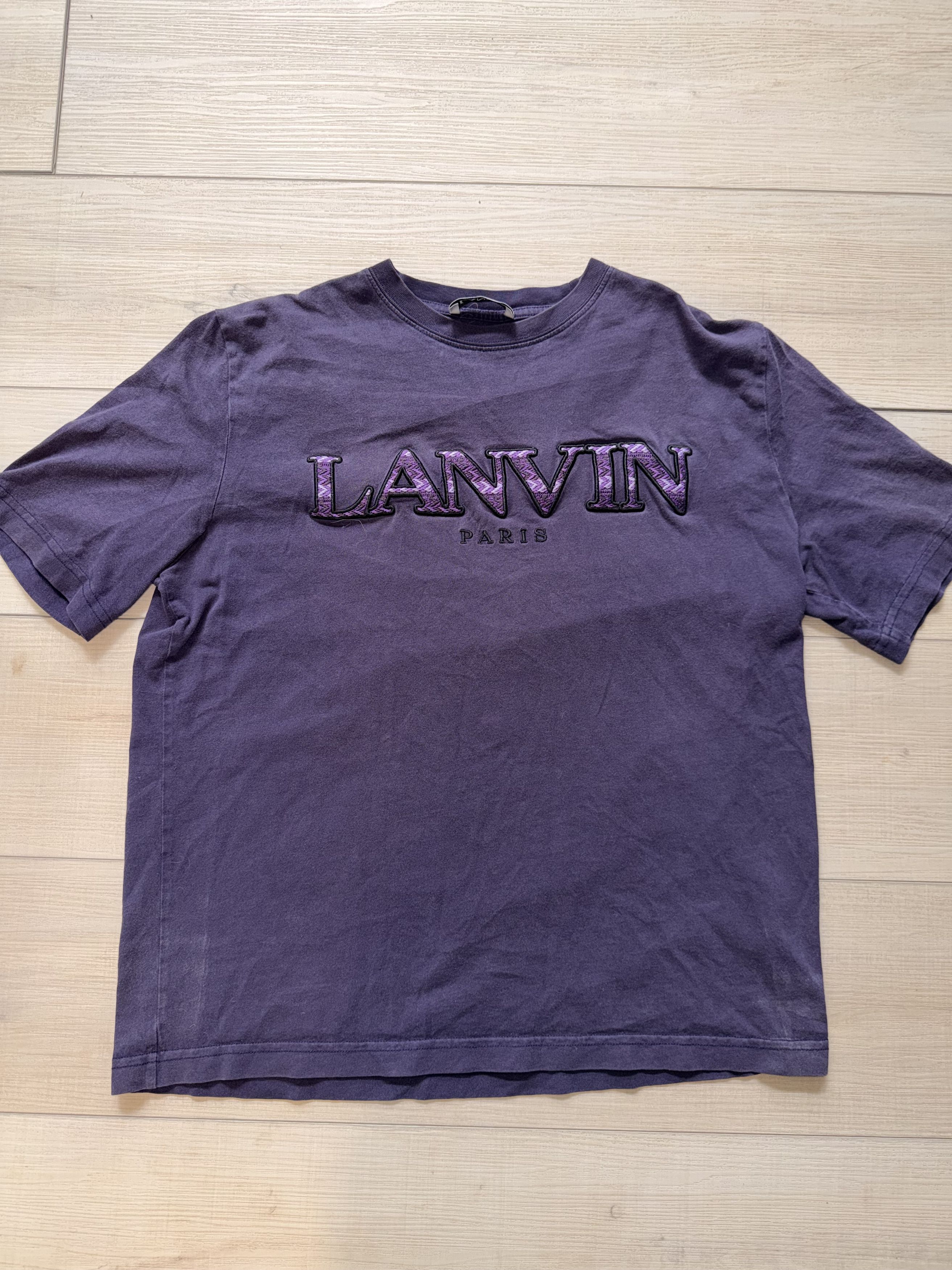 Lanvin Logo Tribal Embroidered Aged Purple Curb T Shirt SS22 Size US M / EU 48-50 / 2 - 1 Thumbnail