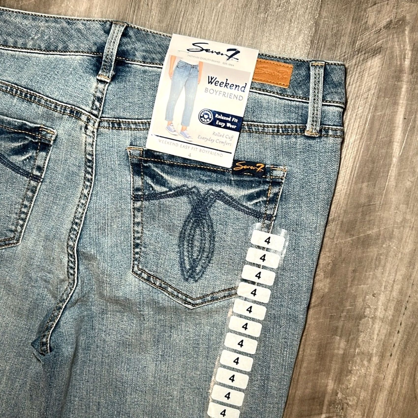 Vintage Seven7 Weekend Easy Fit Boyfriend Jeans - 4 Women Blue 69% Cotton 30% Polyester 1% Spandex NWT Boyfriend Style Size 27" / US 4 / IT 40 - 4 Thumbnail