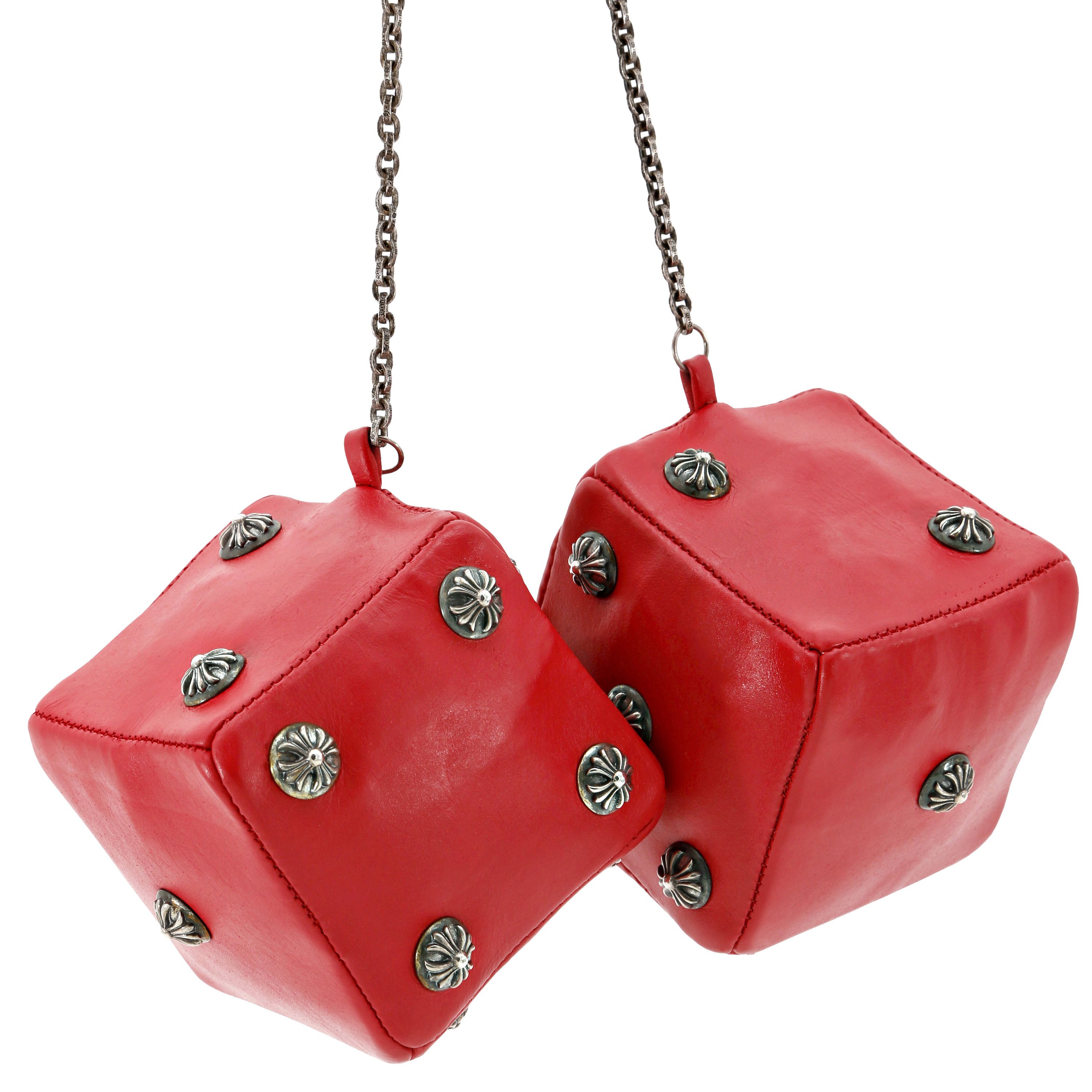 Chrome Hearts Red Leather Dashboard Dice Size ONE SIZE - 4 Thumbnail
