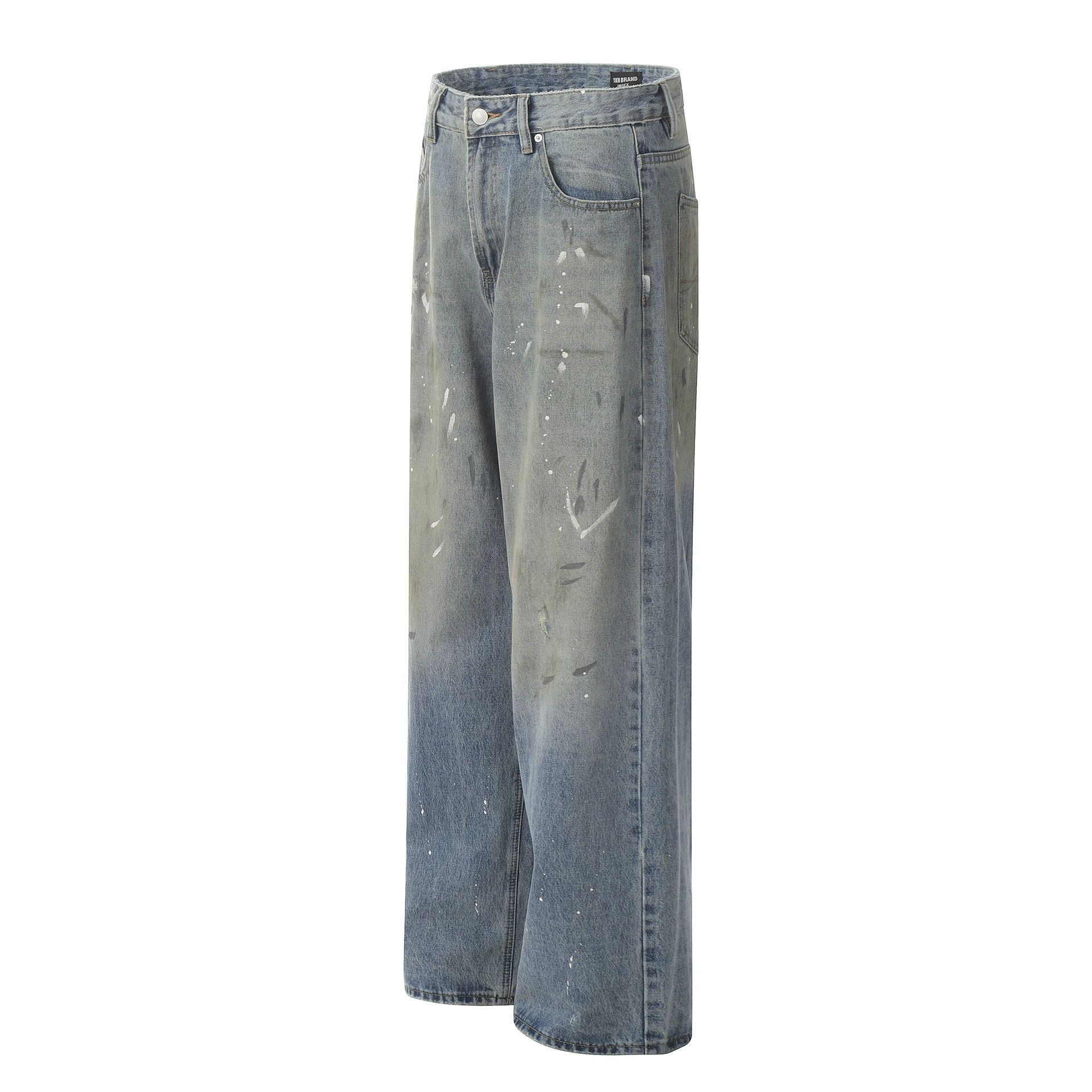 Japanese Brand × Jean American ink-splashed loose casual wide-leg gradient jeans Size US 32 / EU 48 - 2 Thumbnail