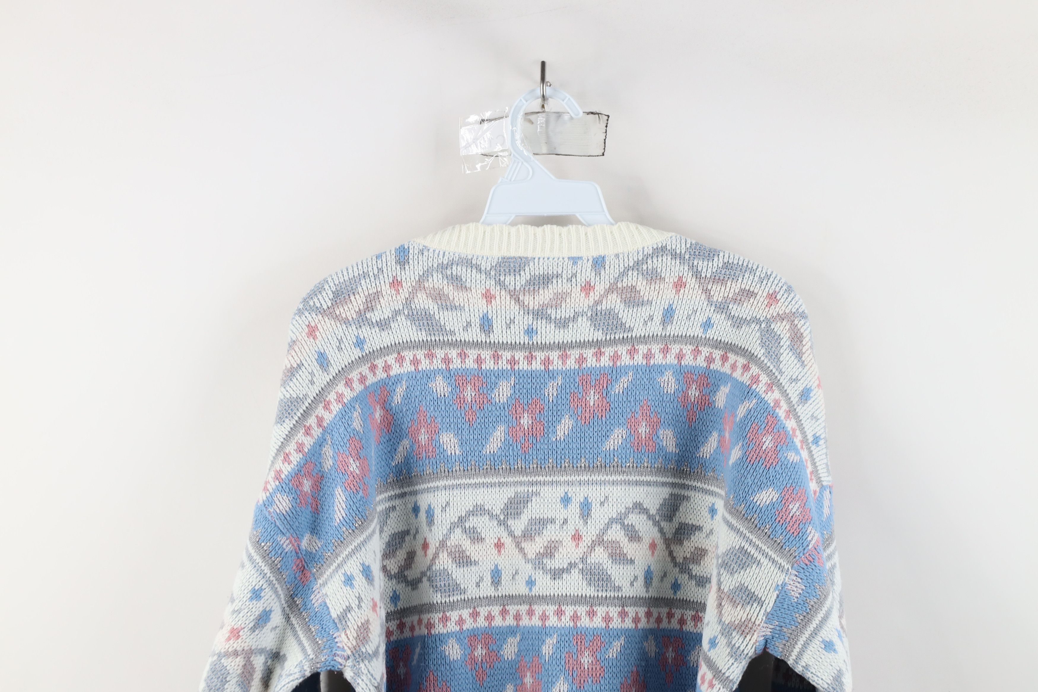 Vintage Vintage 90s Streetwear Fair Isle Flower Knit Sweater Size L / US 10 / IT 46 - 9 Thumbnail