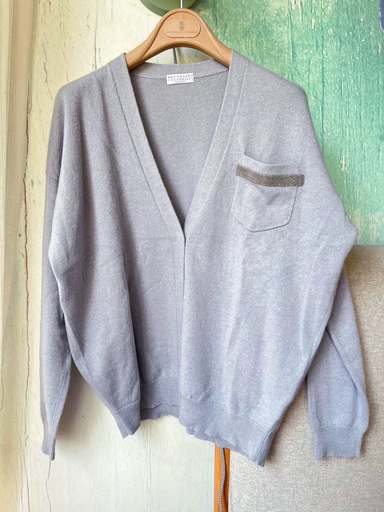 Brunello Cucinelli Brunello Cucinelli Beaded Cashmere Cardigan Size US S / EU 44-46 / 1 - 1 Thumbnail