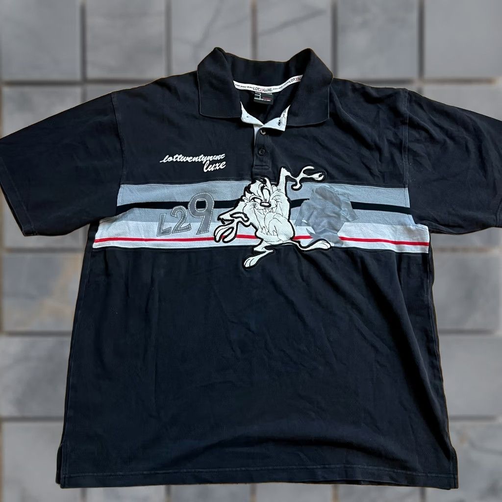 Vintage VINTAGE Lot 29 Polo Shirt Mens XXL Black Tasmanian Devil Loone Tunes Polo Shirt 2XL Mens Size US XXL / EU 58 / 5 - 1 Thumbnail