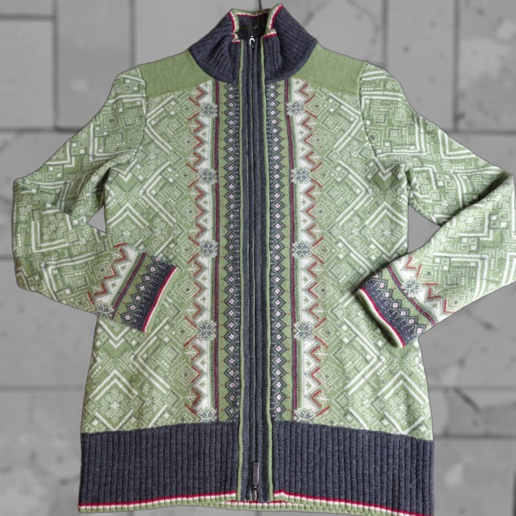 Eddie Bauer Eddie Bauer Sweater M Green Full Zip 100% Merino Wool Fair Isle Long Sleeve Womens Size M / US 6-8 / IT 42-44 - 1 Thumbnail
