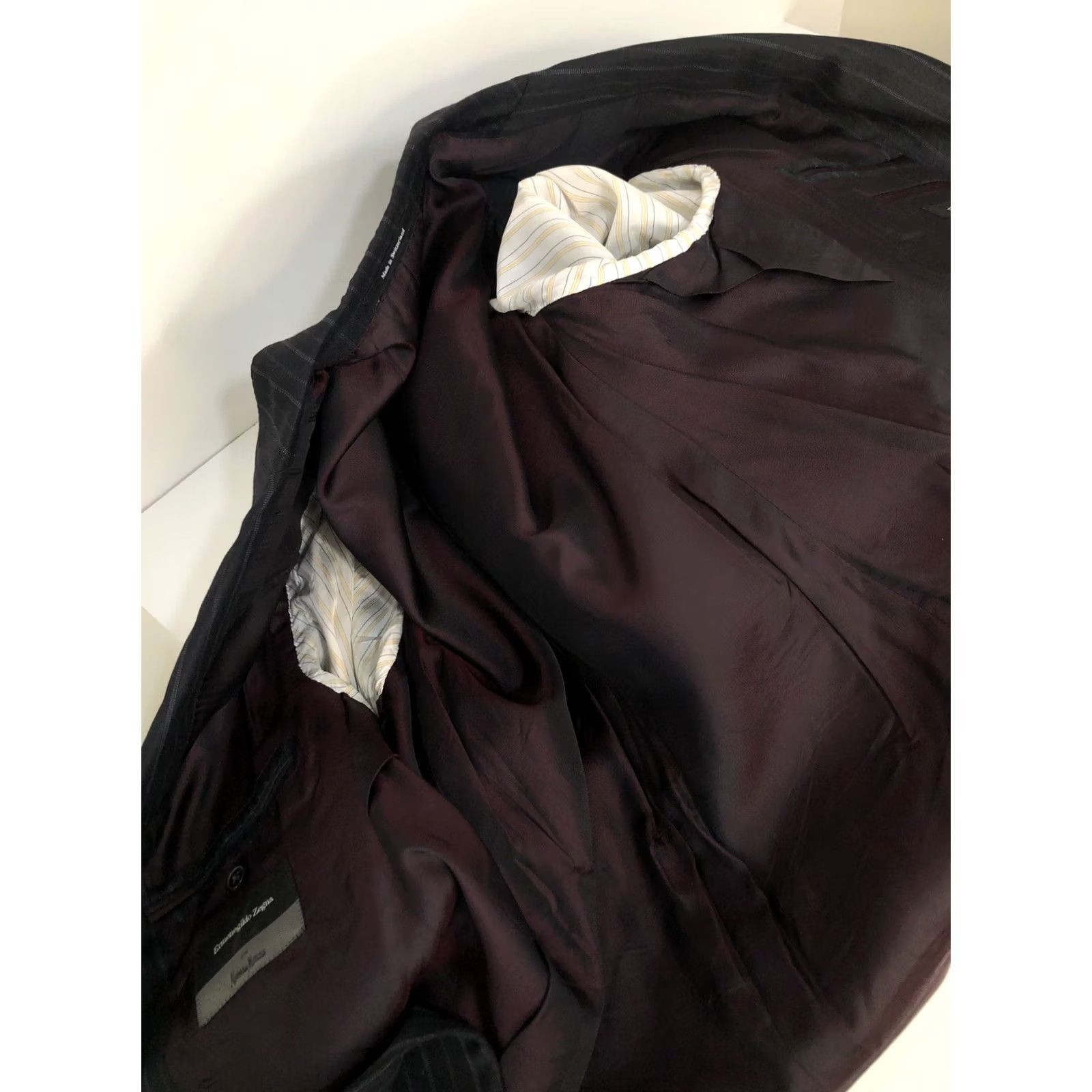Ermenegildo Zegna ERMENEGILDO ZEGNA TROFEO/ROMA Wool 46R Striped Blazer Jacket - EXCELLENT Blazer Mens 46R Black Red White Size 46R - 6 Thumbnail