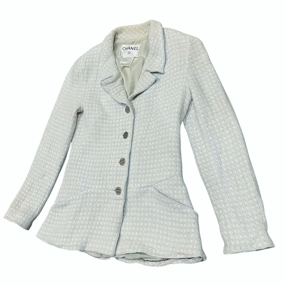 Chanel Chanel Light Blue/Beige Tweed Jacket Size L / US 10 / IT 46 - 2 Thumbnail
