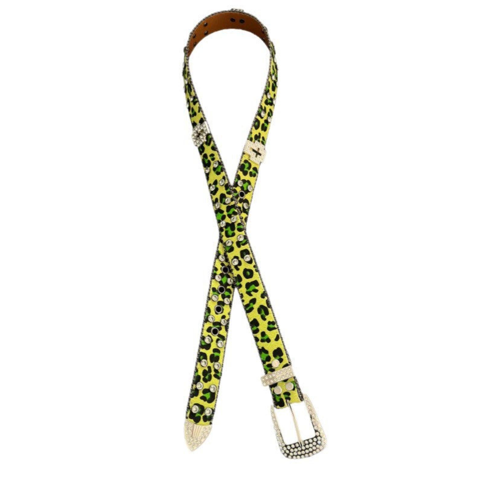 Other Green Leopard Cross Crystal Belt | Y2K Rhinestone 115cm Size ONE SIZE - 5 Thumbnail