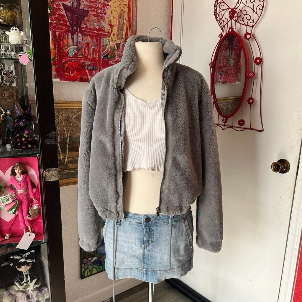Other coffee shop new york gray fur zip up jacket Size S / US 4 / IT 40 - 1 Thumbnail