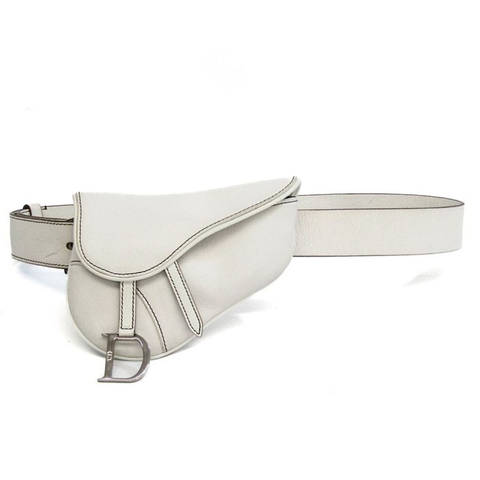 Dior CHRISTIAN DIOR Saddle Bag Women's Leather Fanny Pack White Grailed