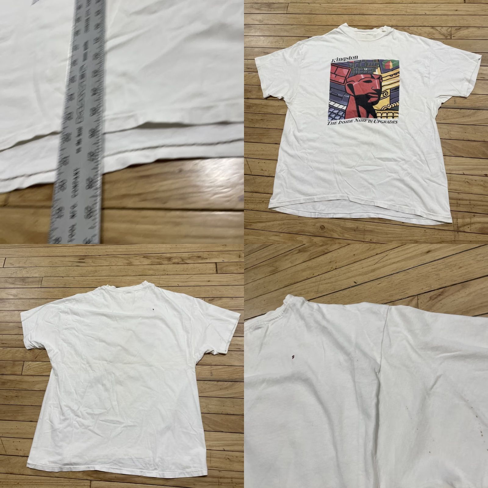 Hanes VINTAGE Kingston Technology Corp Memory White T-Shirt Men L 90s Single Stitch Graphic Print Hanes Mens Size US L / EU 52-54 / 3 - 8 Thumbnail