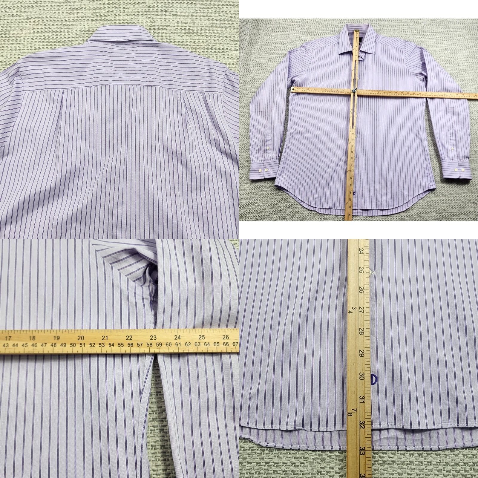 David Donahue David Donahue Shirt Mens 16.5 Trim Fit Dress Long Sleeve Button Up Stripe Size 46R - 8 Thumbnail