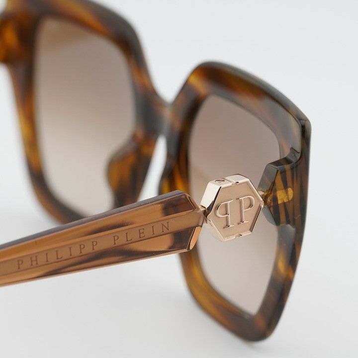 Philipp Plein Philipp Plein SPP064S 03BQ Sunglasses Brown Square Frame Size ONE SIZE - 6 Thumbnail