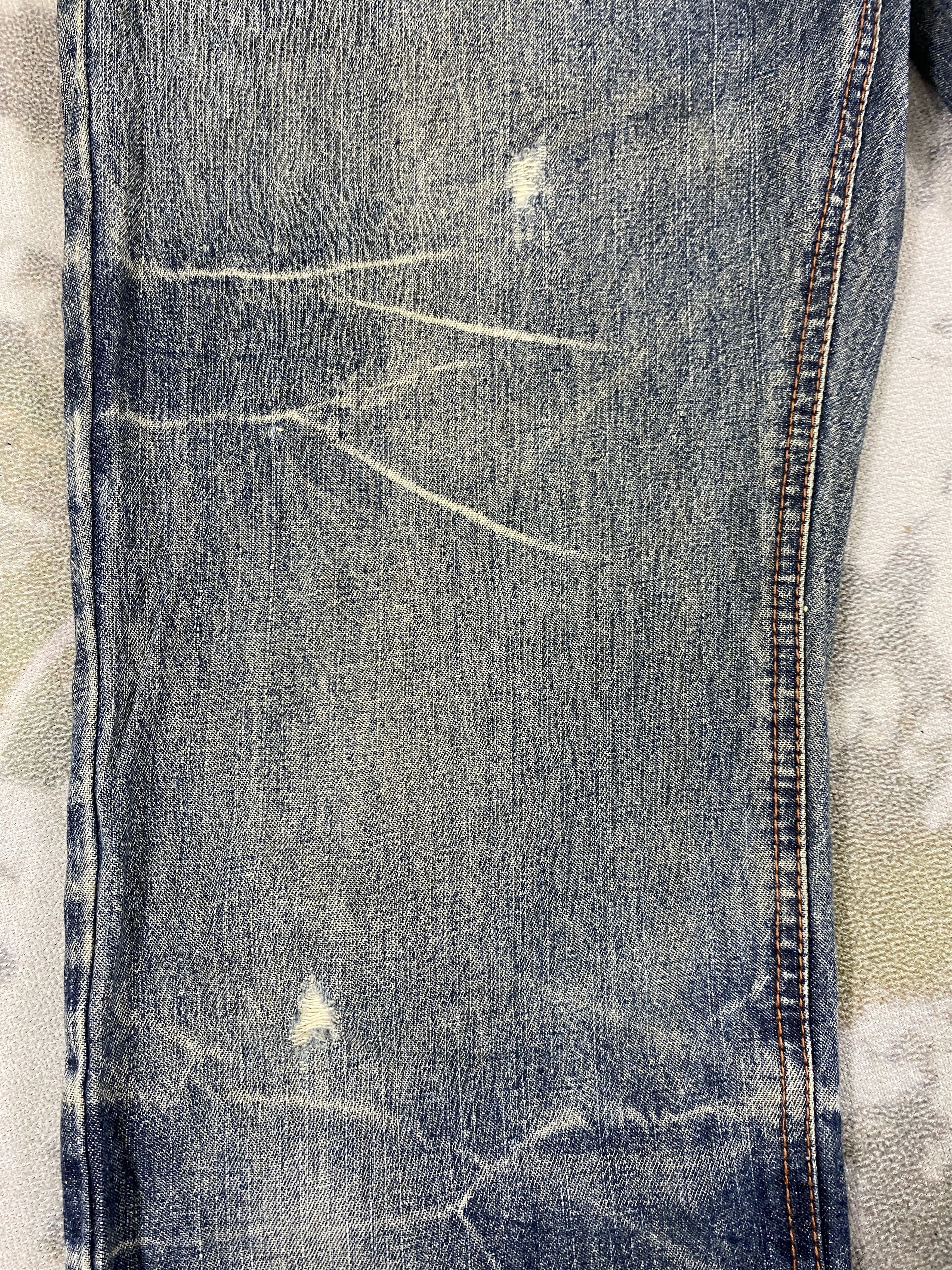 If Six Was Nine Distressed Blue Low Box Jeans 30x31.5 Denim- JN3834 Size US 30 / EU 46 - 14 Thumbnail