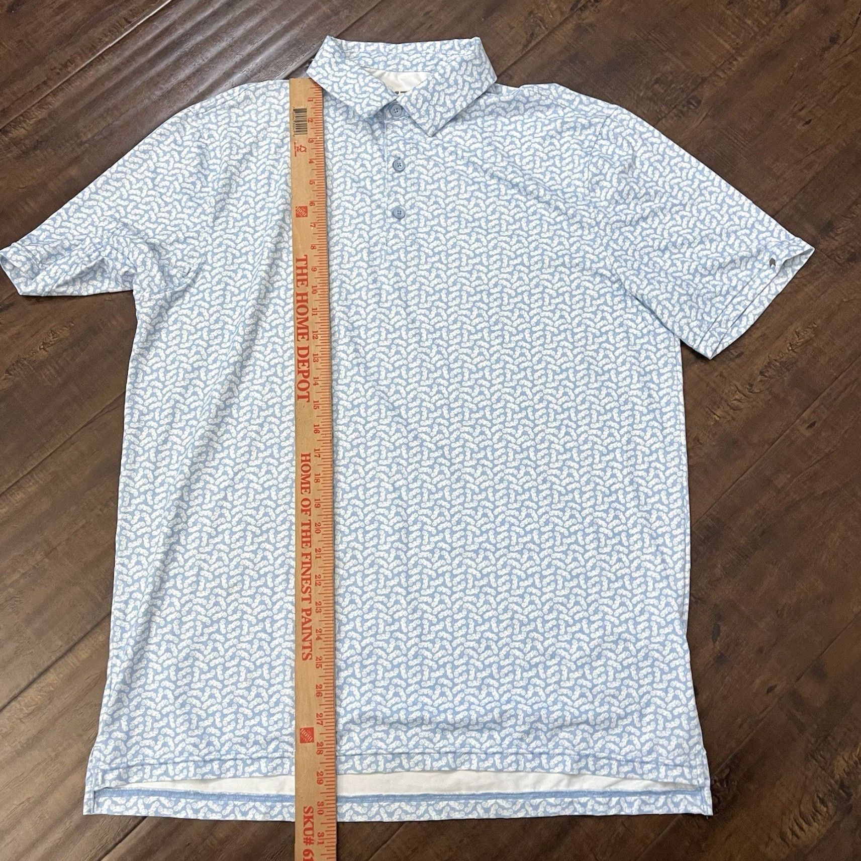 Vintage 1764 Mens Large Golf Polo Shirt Blue Motorcycle AOP Print Performance Shirt Polo Sports Size US L / EU 52-54 / 3 - 6 Thumbnail