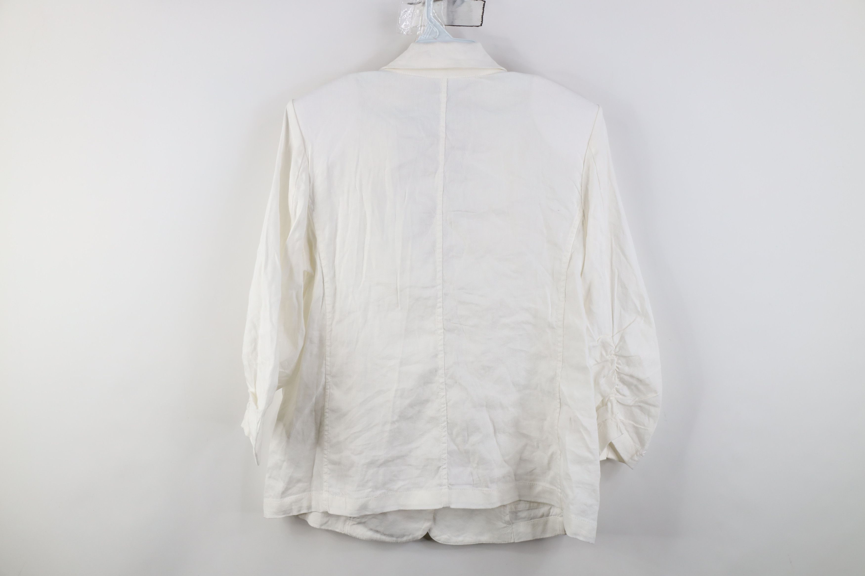 Chicos New Chicos One Button Stretch Linen Blazer Jacket Coat White Size S / US 4 / IT 40 - 14 Thumbnail
