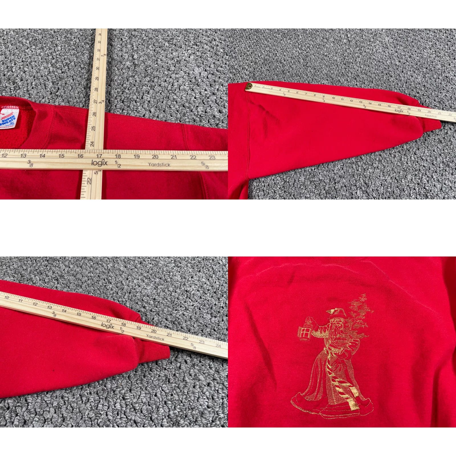 Jerzees VINTAGE Jerzees Embroidered Santa Claus Sweatshirt Adult XL Red Crewneck 50-50 Size US XL / EU 56 / 4 - 8 Thumbnail