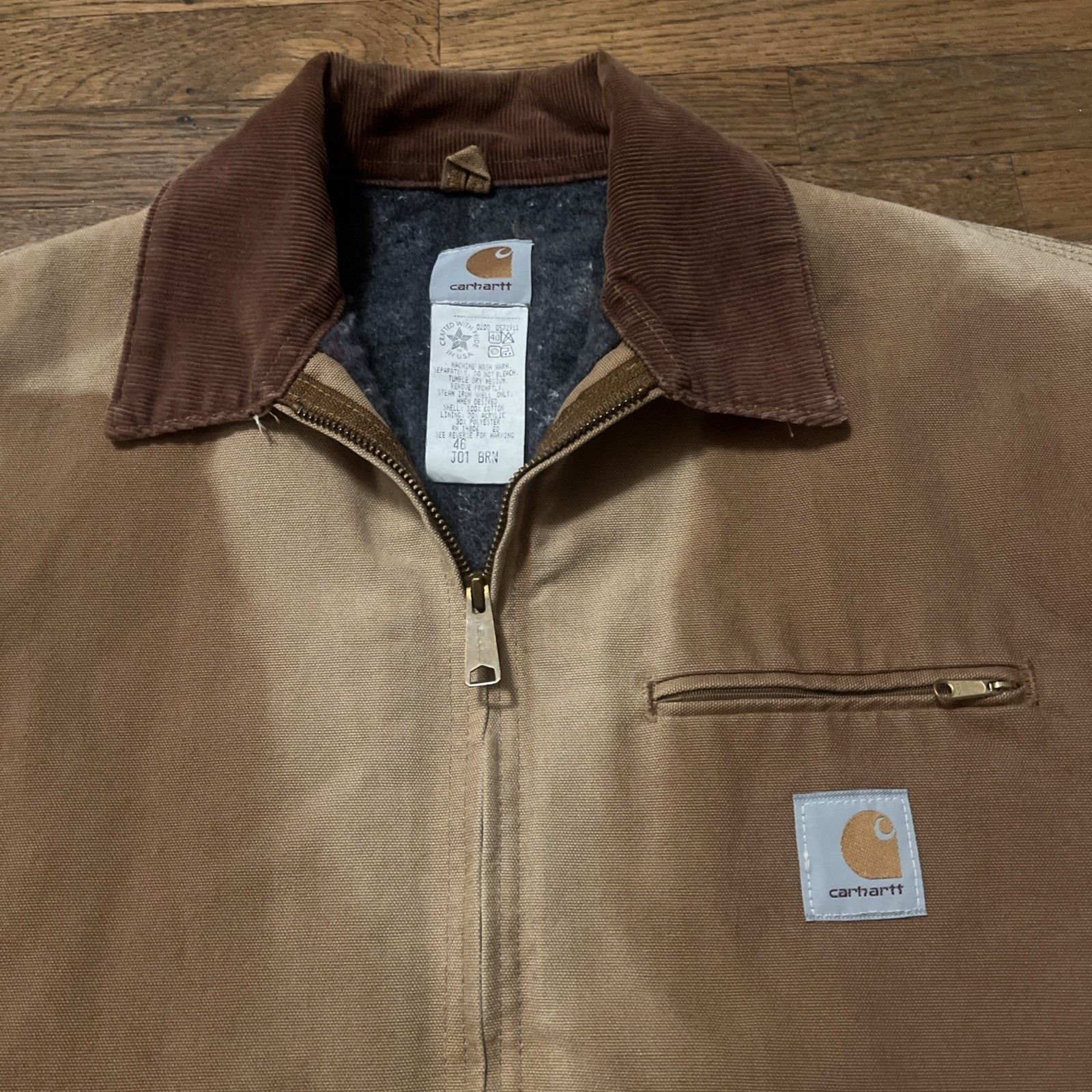 Carhartt Vintage 90s Carhartt J01 Detroit Jacket 46 Distress Faded Size US L / EU 52-54 / 3 - 5 Thumbnail