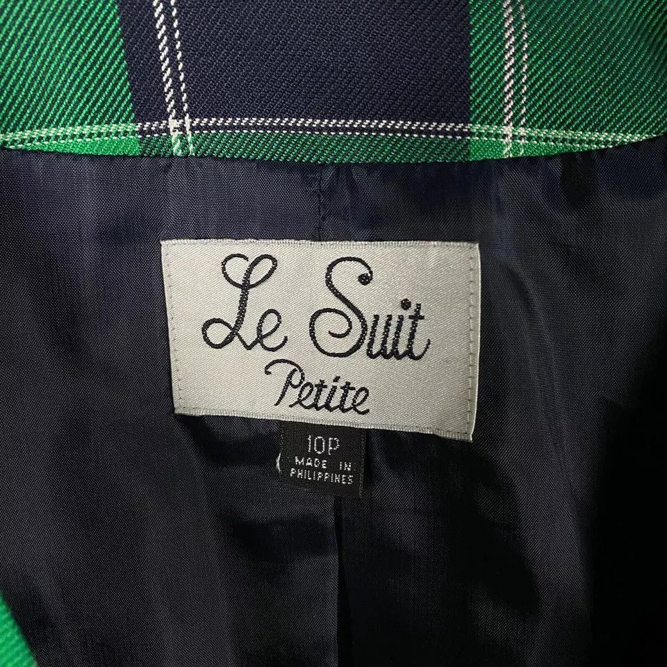 Other Le Suit Blazer Women's 10P Petite Green Blue Viscose Adults Size L / US 10 / IT 46 - 3 Thumbnail