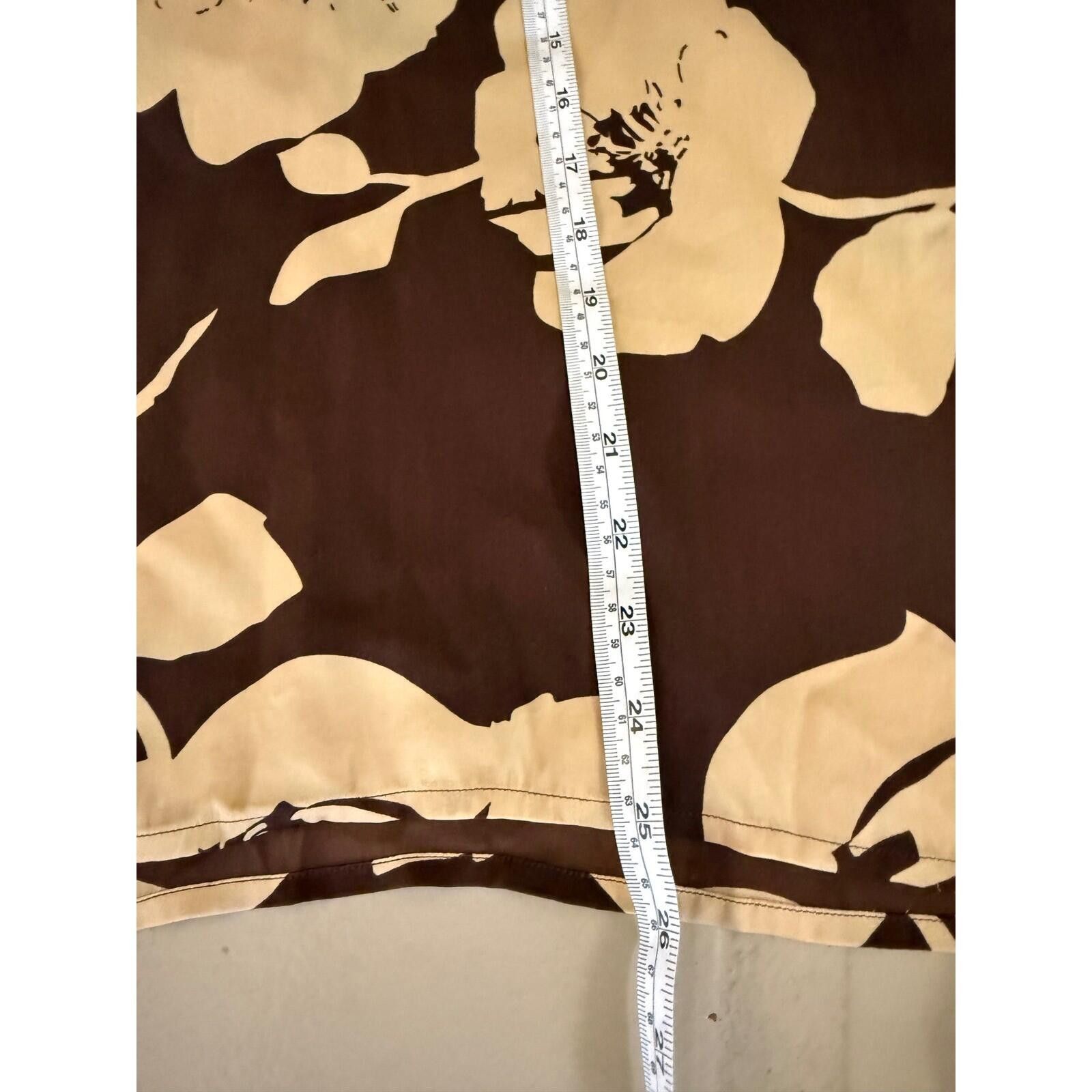 Tommy Bahama Vintage Tommy Bahama Brown Cream Floral Silk Blend Skirt 12 Size 34" / US 12 / IT 48 - 6 Thumbnail