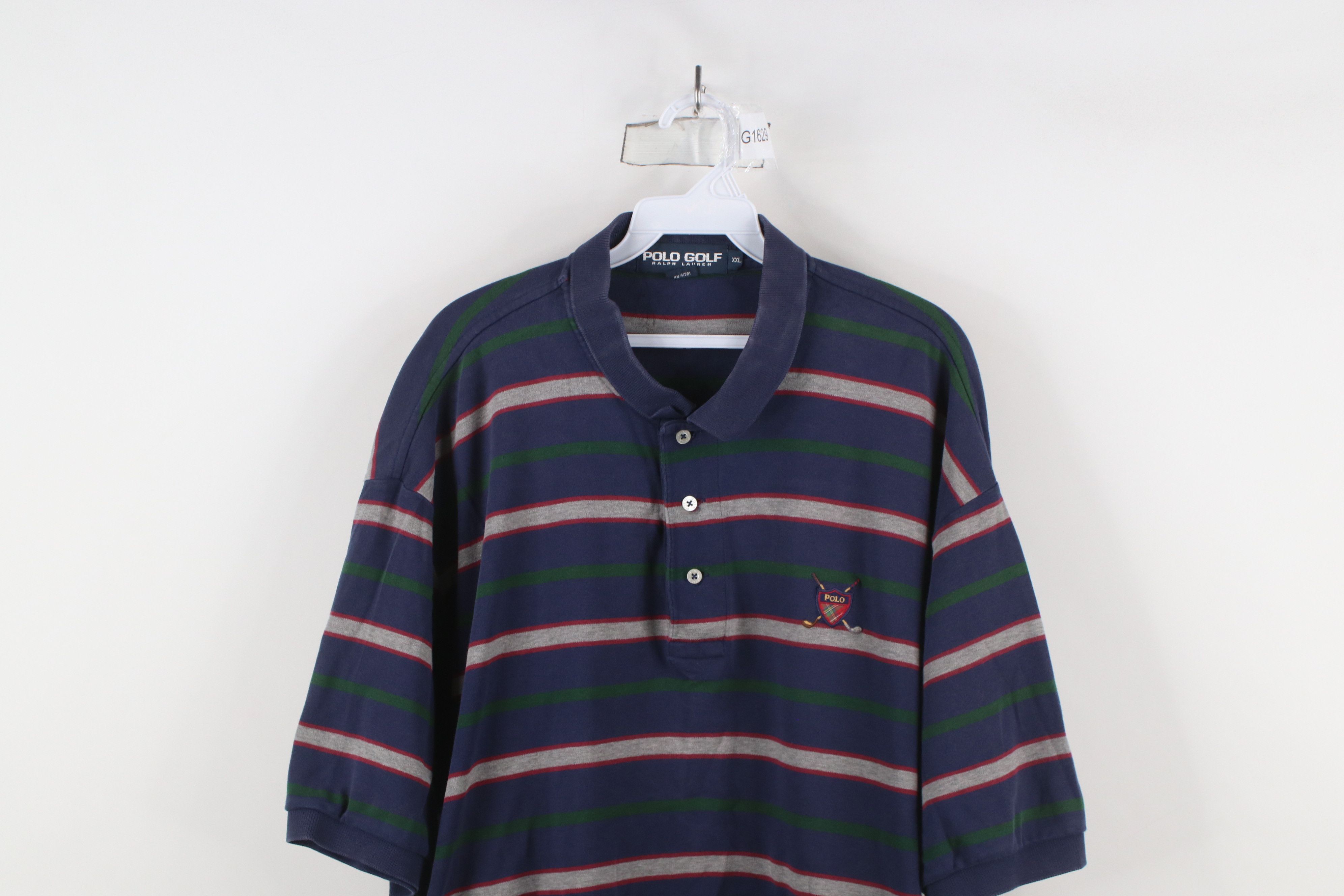 Ralph Lauren × Vintage Vintage 90s Ralph Lauren Spell Crest Striped Polo Shirt USA Size US XXL / EU 58 / 5 - 2 Thumbnail