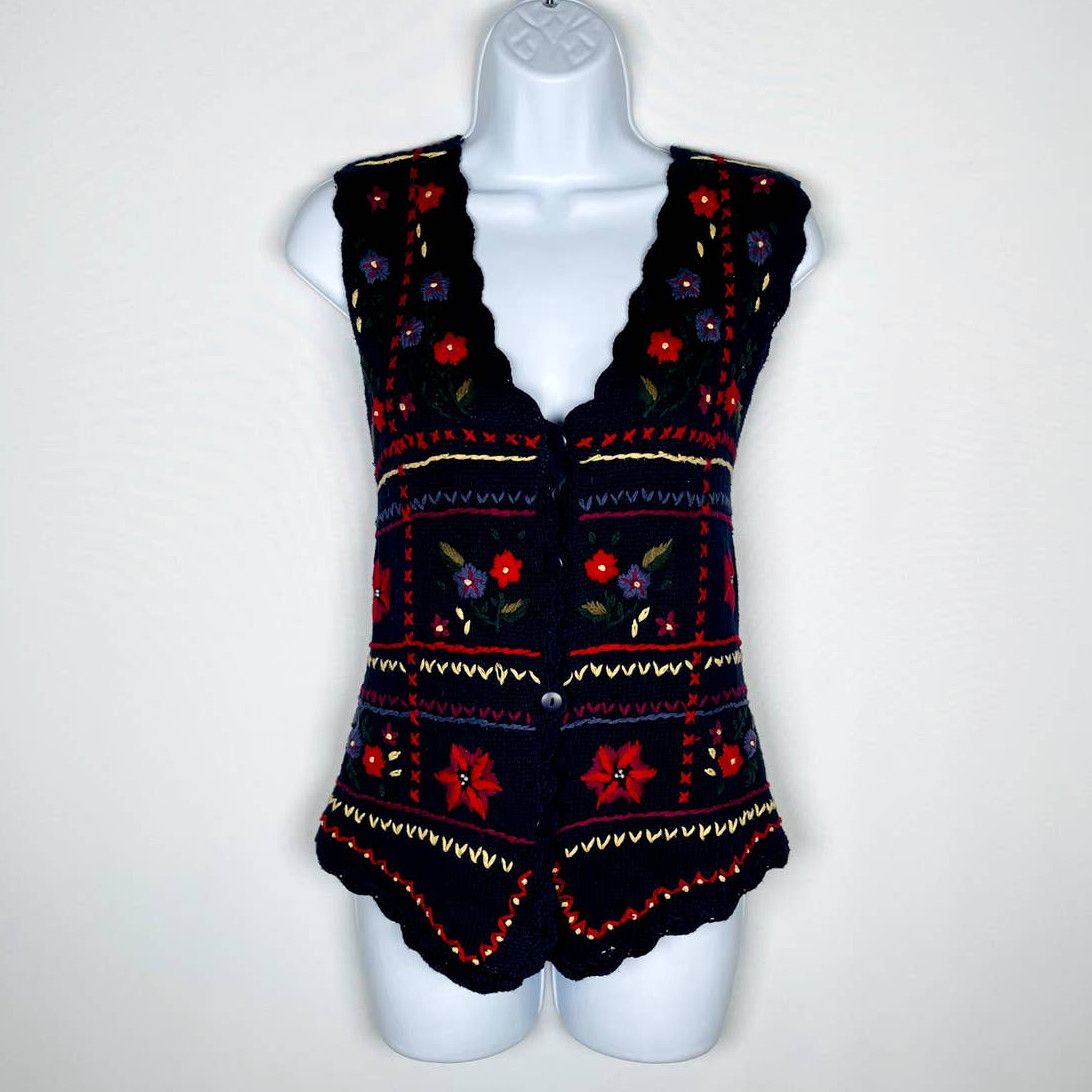 Route 66 Vintage Route 66 Clothing Co Vest Blue Floral Crocheted M ...