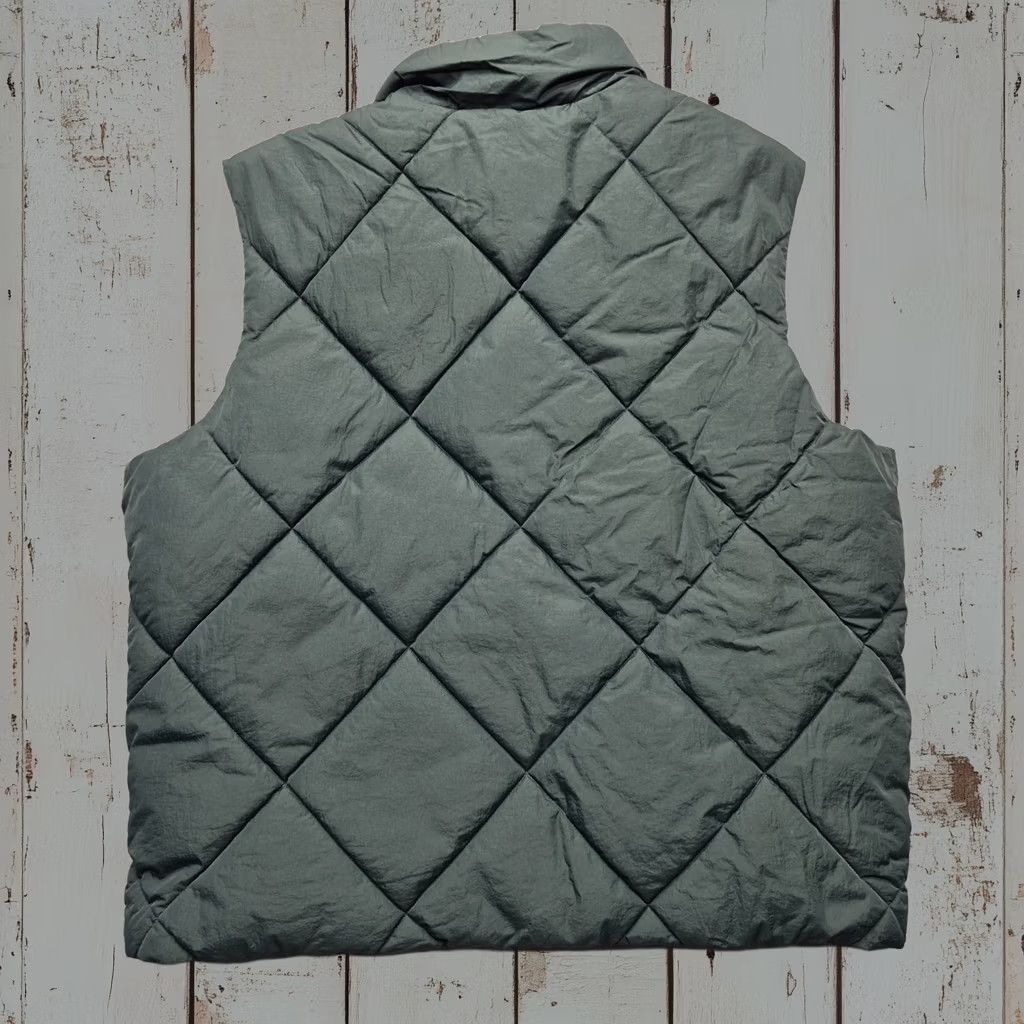 Old Navy Vest Mens L Green Puffer Diamond Quilted Zip Pockets Sleeveless, Men's