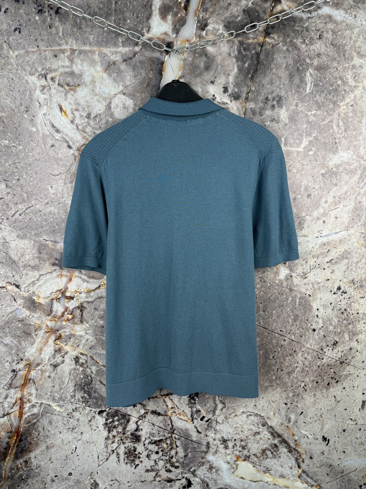 Ted Baker Ted Baker Textured Knit Polo Shirt Blue Short Sleeve Size US XL / EU 56 / 4 - 9 Thumbnail