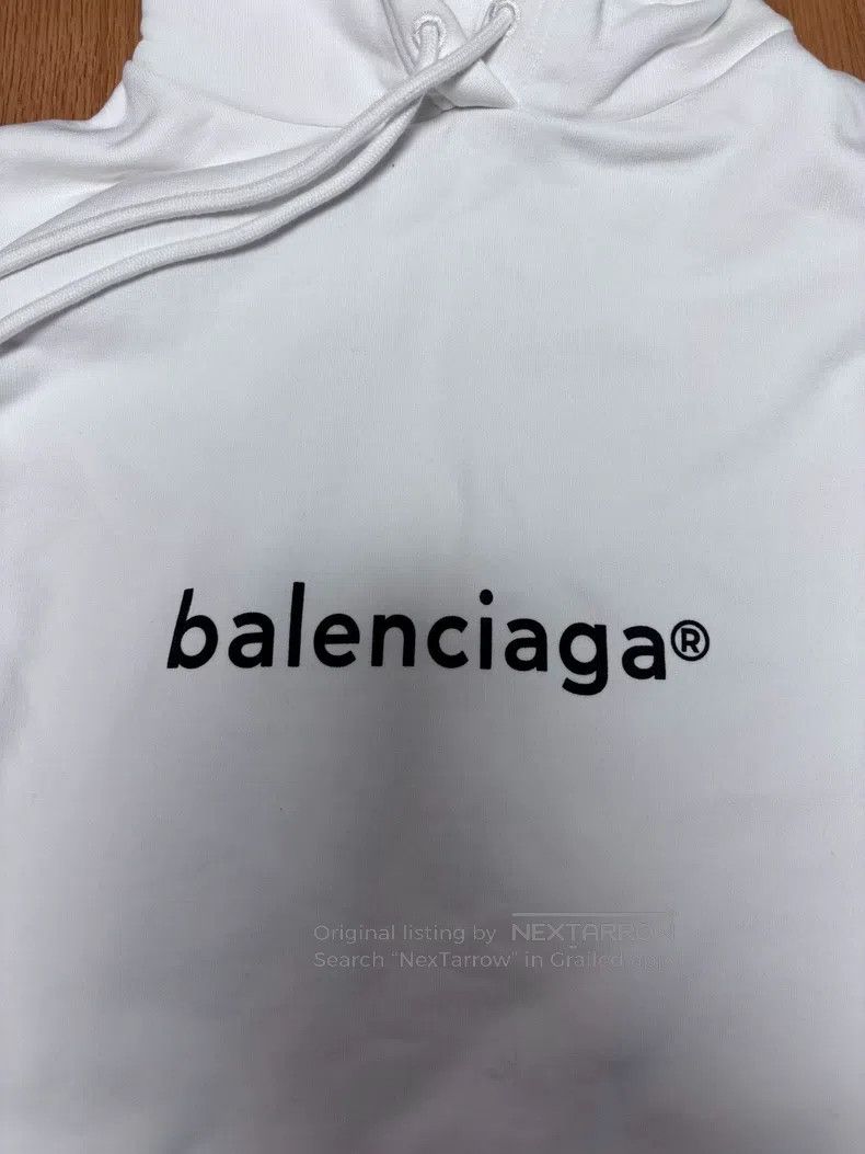 Balenciaga Balenciaga White Hooded Sweatshirt Size US XS / EU 42 / 0 - 3 Thumbnail