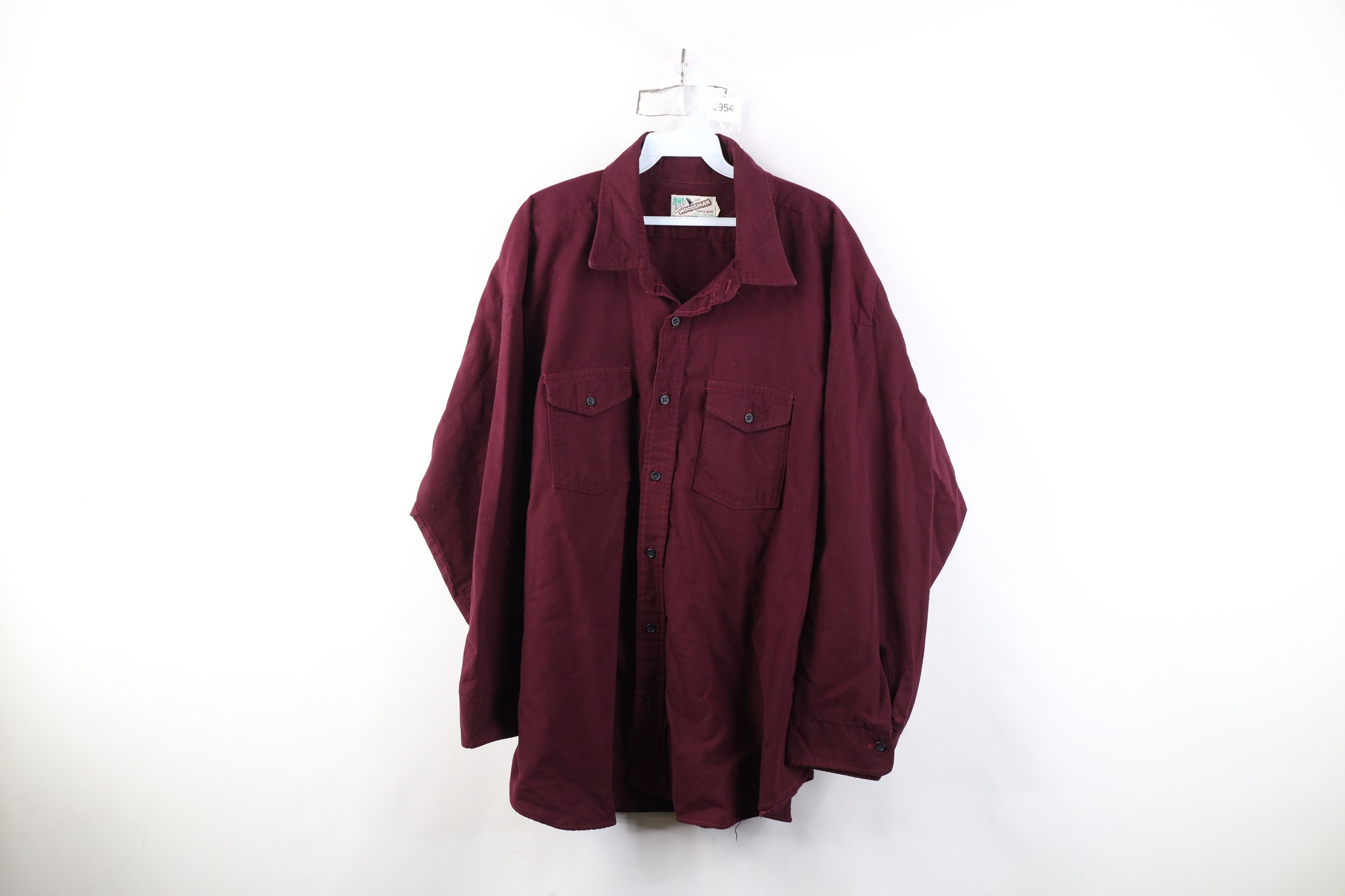 Vintage Vintage 70s Streetwear Chamois Cloth Button Shirt Maroon USA Size US XXL / EU 58 / 5 - 1 Thumbnail