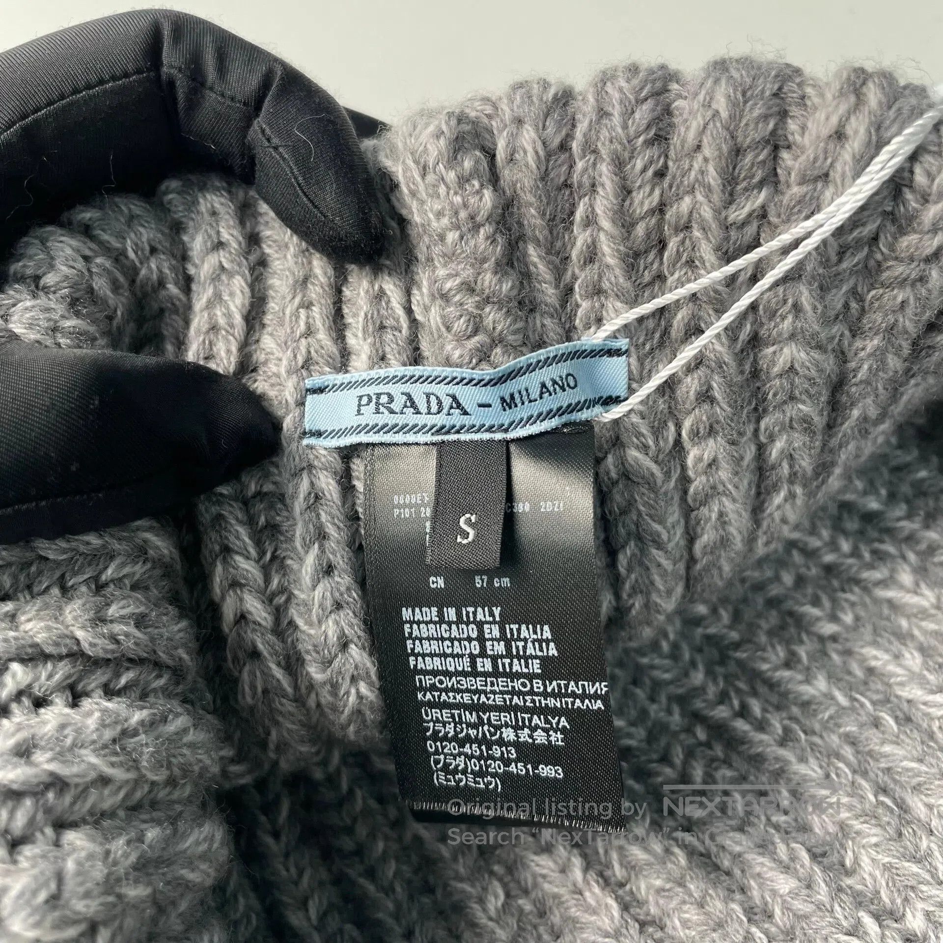 Prada Prada Gray Wool Knit Triangular Logo Cold Hat Knit Cap| Size ONE SIZE - 7 Thumbnail