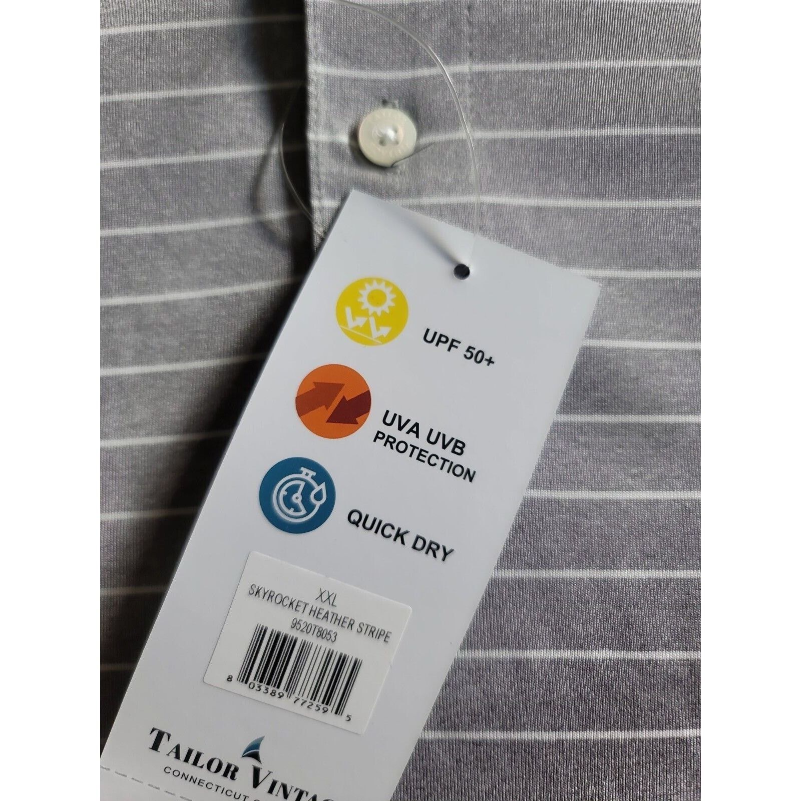 Other Tailor Vintage NWT Mens 2XLarge Polo Heather Stripe Gray Size US XXL / EU 58 / 5 - 3 Thumbnail