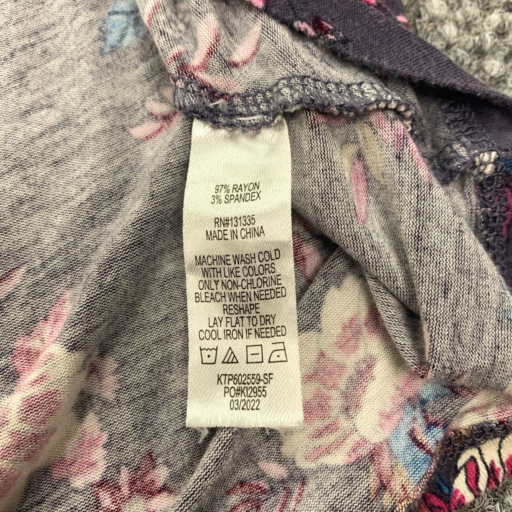 Vintage Nine Britton Shirt Blouse Womens XL Gray Floral Office Business Casual Short Sleeve Round Neck Pullover Stretch Size XL / US 12-14 / IT 48-50 - 7 Thumbnail