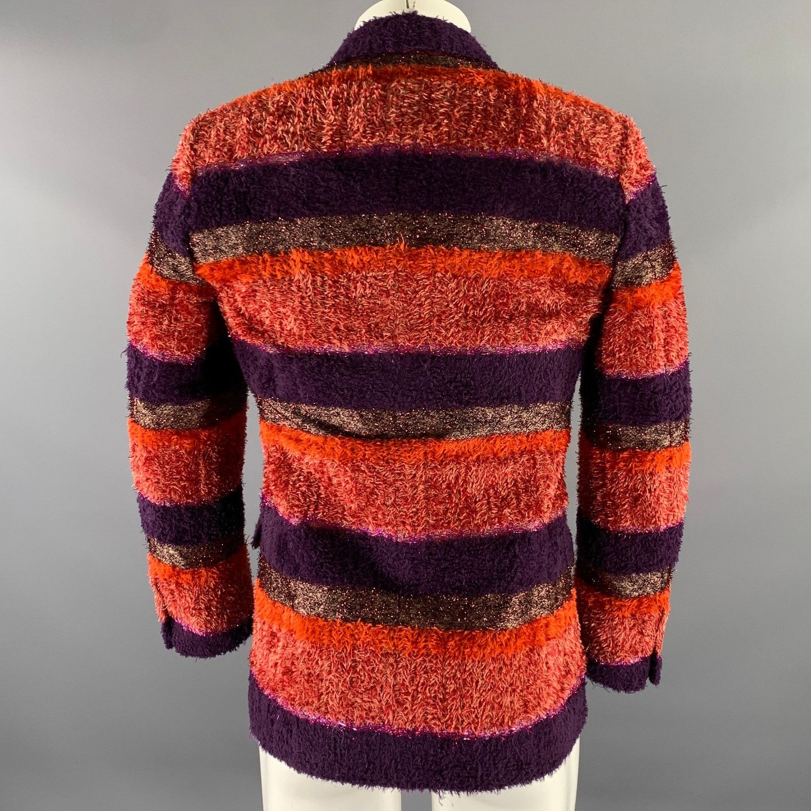 Walter Van Beirendonck WALTER VAN BEIRENDONCK 36 Orange Purple Stripe Sport Coat Size 36R - 4 Thumbnail
