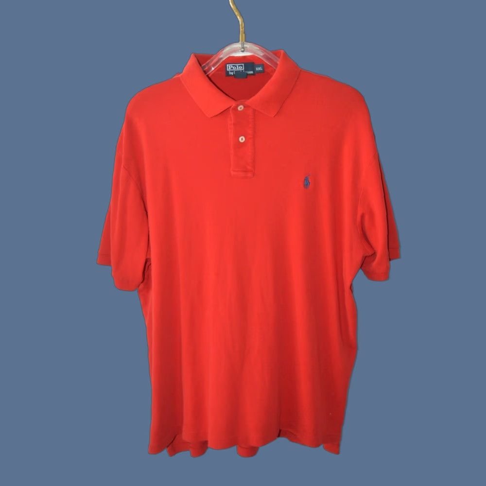 Polo Ralph Lauren VTG Polo Ralph Lauren Men's Polo Shirt Cotton Red XXL Knit Short Sleeve Polo Size US XXL / EU 58 / 5 - 1 Thumbnail