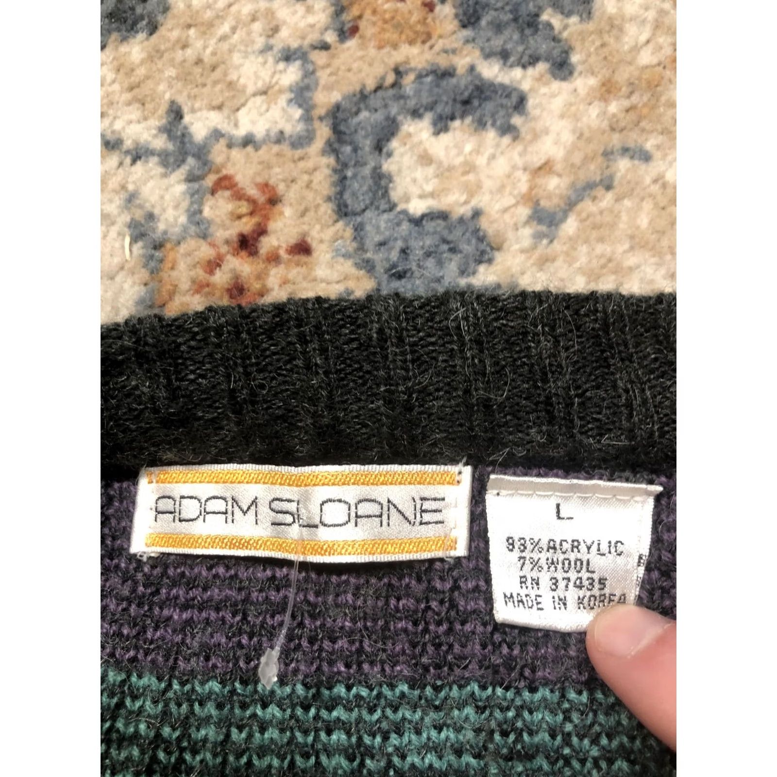 Vintage VINTAGE Adam Sloane Cardigan Sweater Mens Large Gray Green Wool Blend 80s 90s Size US L / EU 52-54 / 3 - 7 Thumbnail