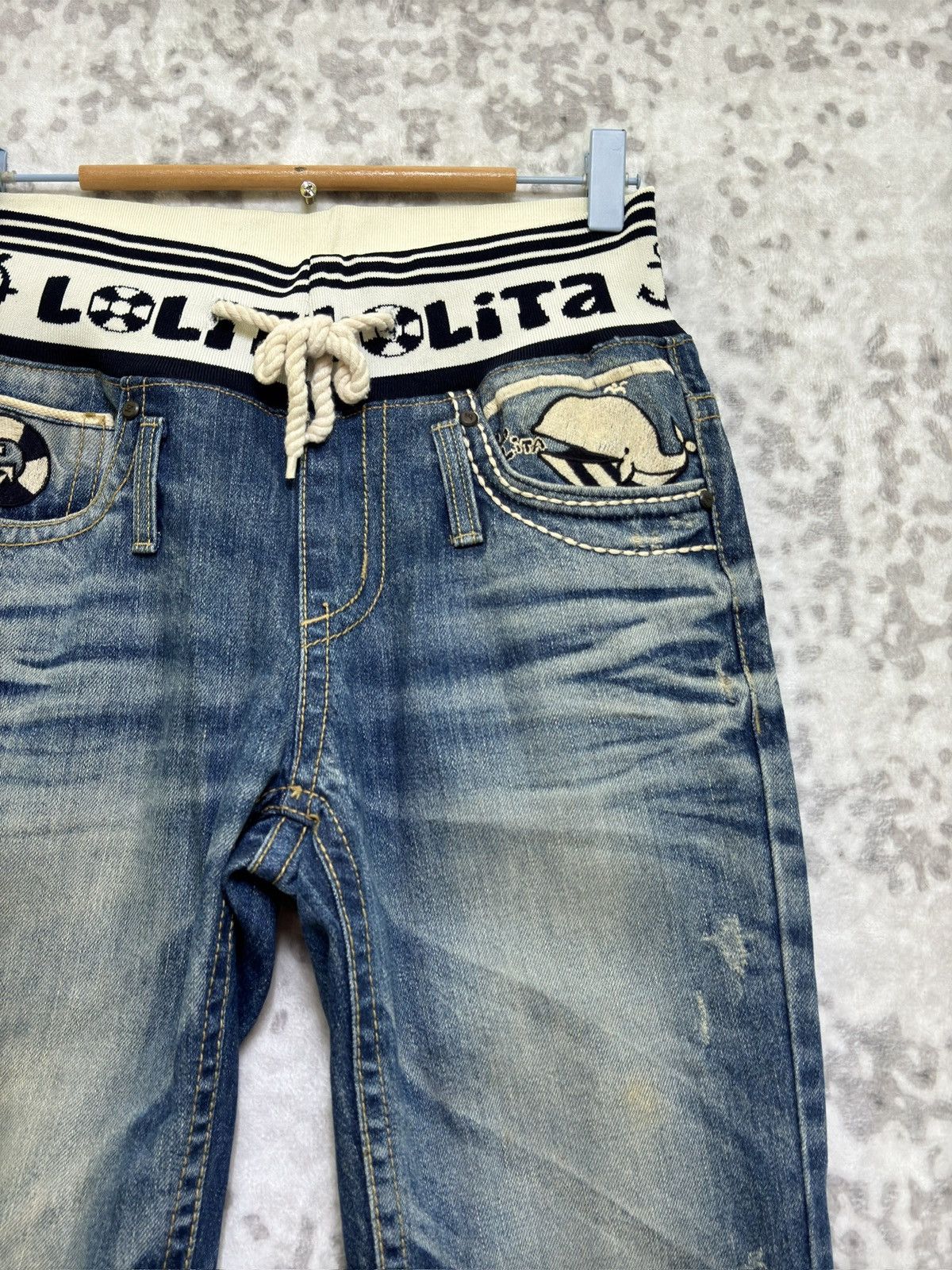Hysteric Glamour Vintage Lolita Whale Tail Embroidery Waistband Denim Jeans Size US 28 / EU 44 - 5 Thumbnail