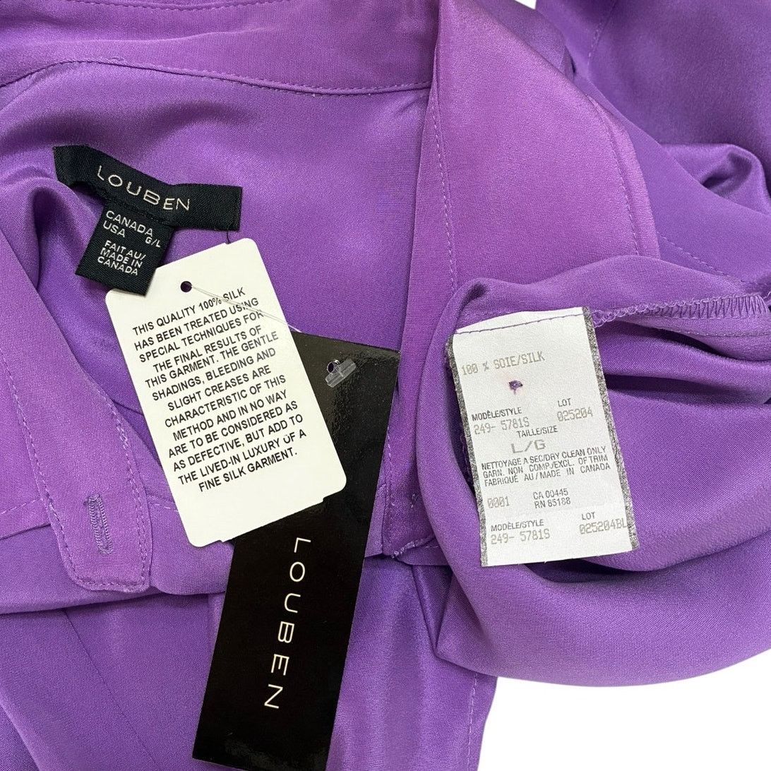 LOUBEN Louben 100% silk violet blouse Made in Canada NWT Size L / US 10 / IT 46 - 7 Thumbnail